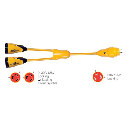 Marinco Marinco Y30-2-30 EEL (2)30A-125V Female to (1)30A-125V Male "Y" Adapte Y30-2-30